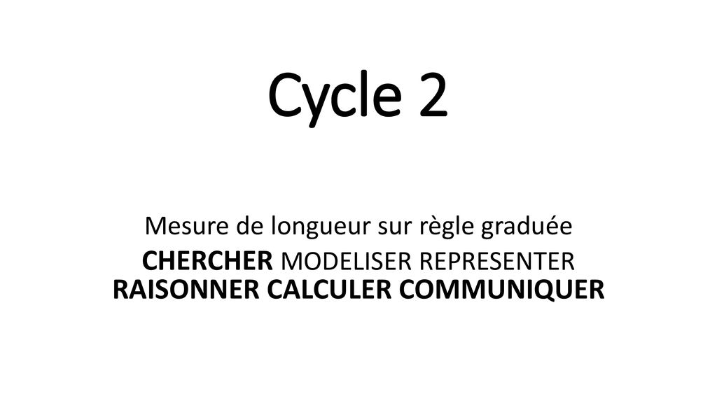 Cycle 2 CHERCHER MODELISER REPRESENTER RAISONNER CALCULER COMMUNIQUER